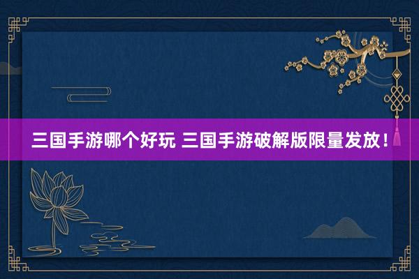 三国手游哪个好玩 三国手游破解版限量发放！